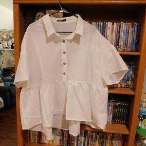 SHEIN White Oversized Blouse Button Up Collar Top 2XL